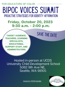 Poster of the Fall BIPOC Voices Summit held at University Child Development School.